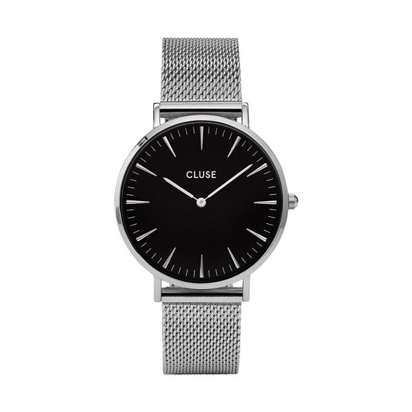 Cluse Armbanduhr für Damen Boho Chic Mesh Black, Silver Colour CW0101201004