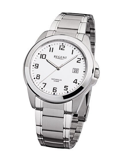 Regent Armbanduhr mit Saphirglas Quartzwerk Edelstahlband - deutsche Uhrenmarke Zeitlos und Modern