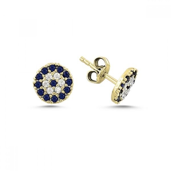 Round Nazar Eye Stud Earrings