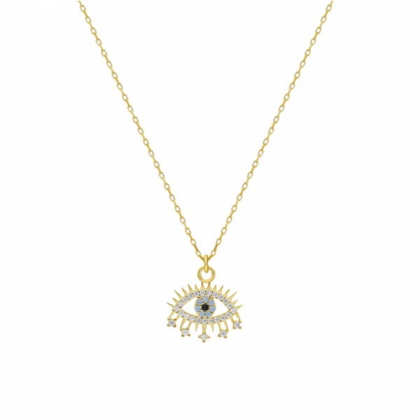925er Silberkette mit Nazar Auge Anhänger Halskette in Gold, Silber oder Rosé