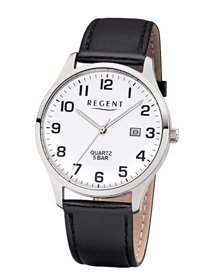 Regent Armbanduhr Quarzuhrwerk Analoganzeige Lederarmband - deutsche Uhrenmarke Zeitlos und Modern