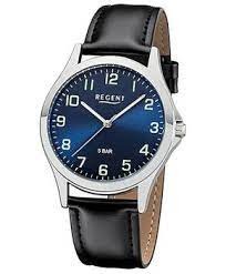 Regent Armbanduhr Schwarz SIlber mit Leuchtzeiger - deutsche Uhrenmarke Zeitlos und Modern
