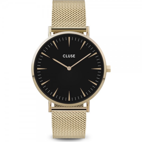 Cluse Armbanduhr für Damen Boho Chic Mesh Black, Gold Colour CW0101201014