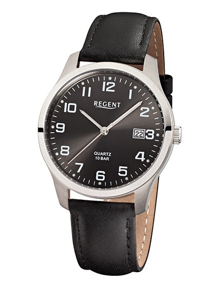 Regent Titan Armbanduhr mit Mineralglas und Lederband Quartzwerk - deutsche Uhrenmarke Zeitlos