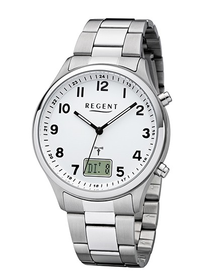 Regent Funk Armbanduhr Mineralglas und Edelstahlband - deutsche Uhrenmarke Zeitlos und Modern