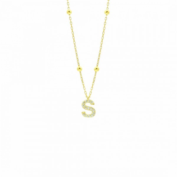 Zirkonia Vintage Letter Necklace 925er Silberschmuck Individuell gestalten mit Farbauswahl