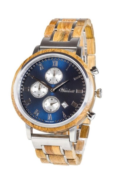 Herrenuhr Waidzeit Chronograph Whisky Swiss Mountain Blue