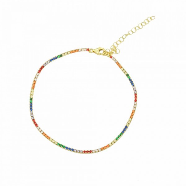 Armkette/Armband mit bunten Zirkonia Steinen 925er Silberschmuck mit Farbauswahl