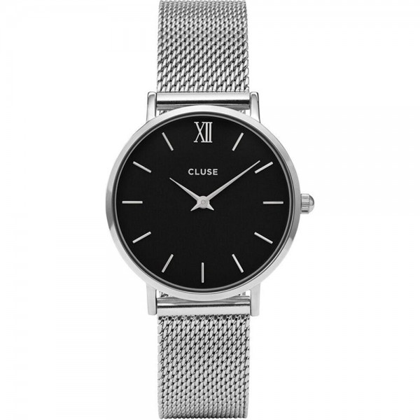 Cluse Armbanduhr für Damen Minuit Mesh Black, Silver Colour CW0101203005