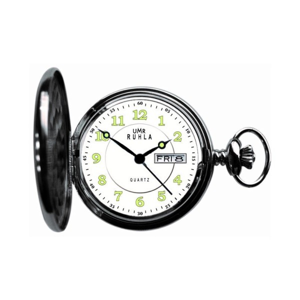 UMR Ruhla Taschenuhr Edelstahlgehäuse mit Kette Uhrwerk Ronda 515 Universal 8696-3