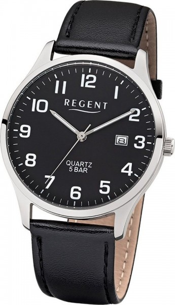 Regent Armbanduhr mit Lederarmband Quarzuhrwerk und Analoganzeige - deutsche Uhrenmarke