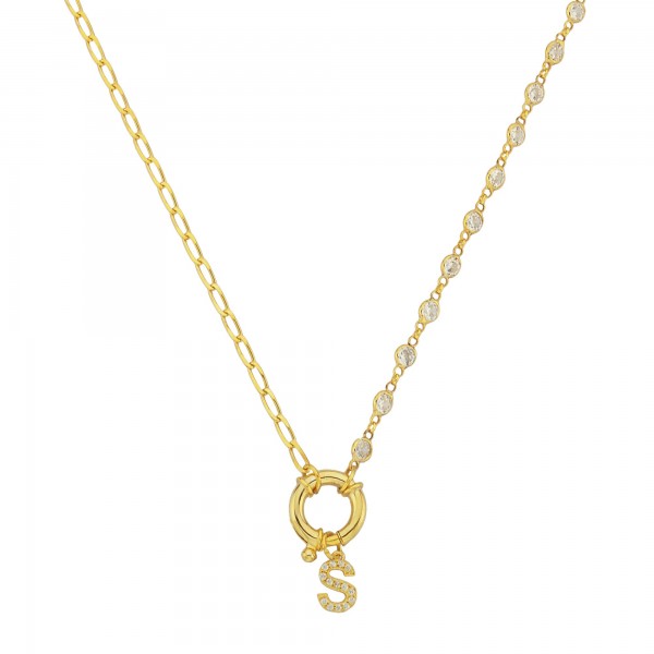 925er Silberschmuck Chain Design Diamond Zirkonia Buchstaben Halskette