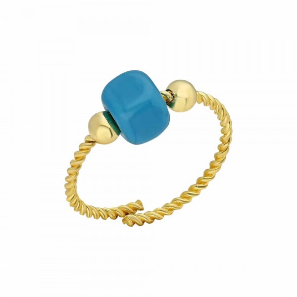 Spirale Ring mit Blauen Naturstein 925er Silberschmuck Damenring Farbauswahl