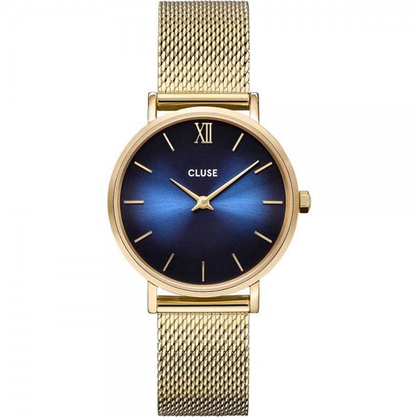 Cluse Armbanduhr für Damen Minuit Mesh Deep Blue, Gold Colour CW10202