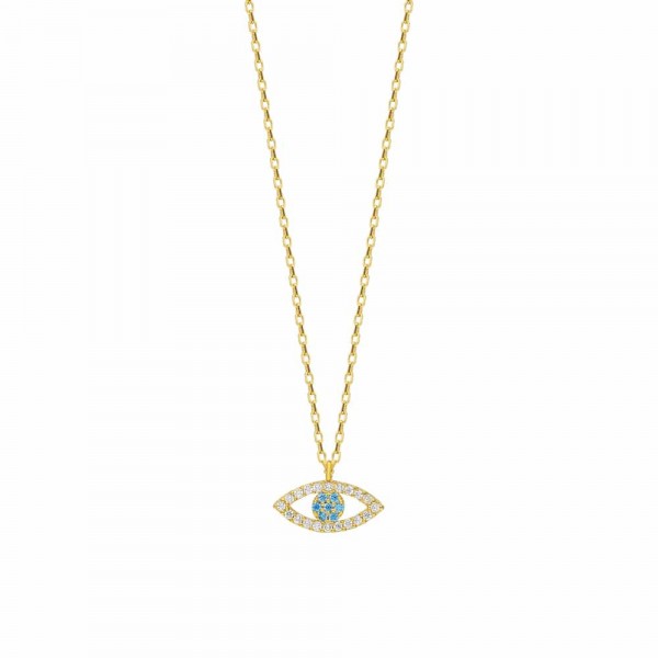 Silberkette 925 mit Nazar Augen Anhänger Zirkonia Steinen Halskette Gold,Silber