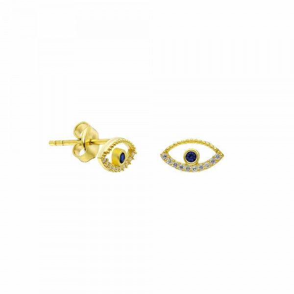 Silber oder Gold Ohrstecker Auge mit Zirkonia Steinen 925er Silberschmuck