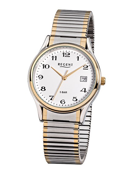 Regent Armbanduhr Gold SIlber mit Mineralglas und Quartzwerk - deutsche Uhrenmarke Zeitlos