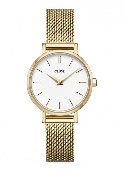 Cluse Armbanduhr für Damen Boho Chic Petite Mesh White, Gold Colour CW0101211001