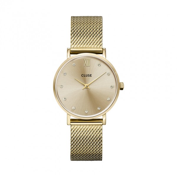 Cluse Armbanduhr für Damen Minuit Mesh Crystals, Full Gold Colour CW10204