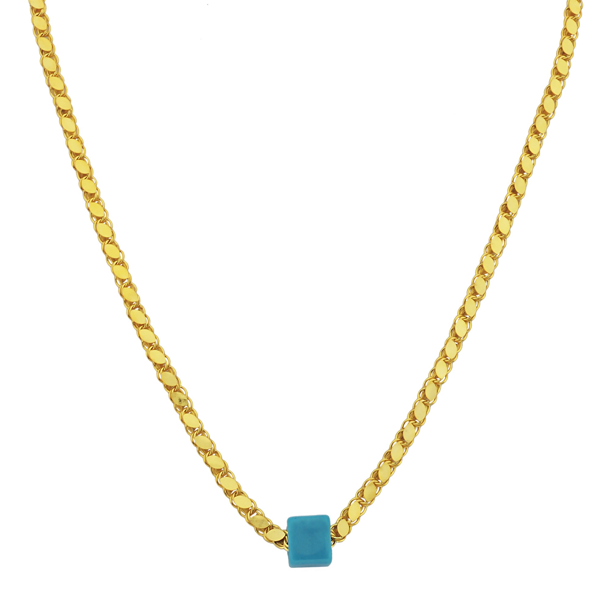 Halskette Silberkette mit - Farbauswahl in Stein oder FashionJuwelier Gold Blauen Silber mit 925