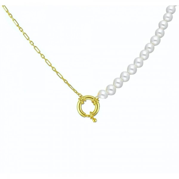 Silberkette 925 mit weißen Perlen modische Halskette Damenschmuck mit Anhänger