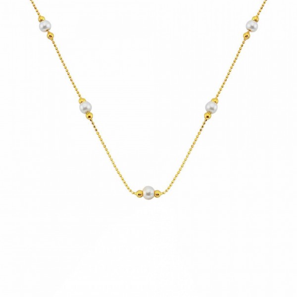 Silberkette 925 mit weißen Perlen modische Halskette Damenschmuck in Silber,Gold