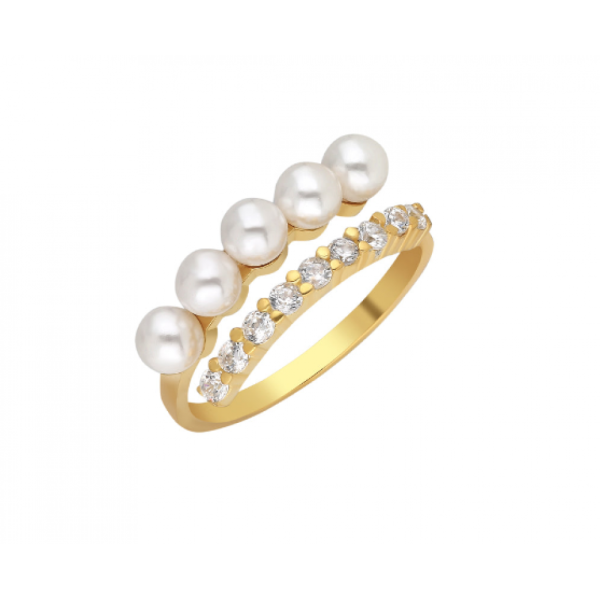 Pointed Pearl Zirconia Ring