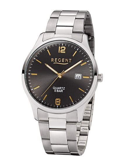 Regent Armbanduhr mit Mineralglas und Edelstahlband- deutsche Uhrenmarke Quartzwerk