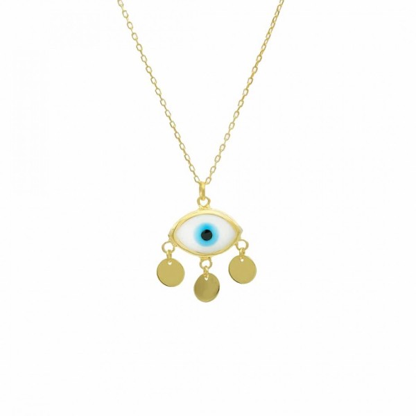 Firuze White Blue Eyes Necklace