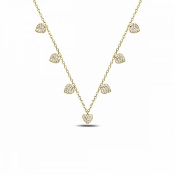 925er Silberkette mit Herz Anhänger und Zirkonia Stein Halskette in Gold, Silber