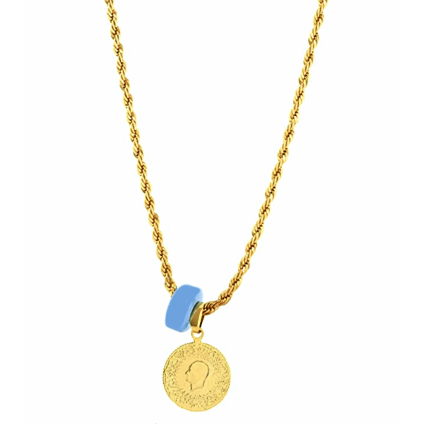 Silberkette 925 Ceyrek mit Blaue Naturstein Damenschmuck Wirbelkette in Gold
