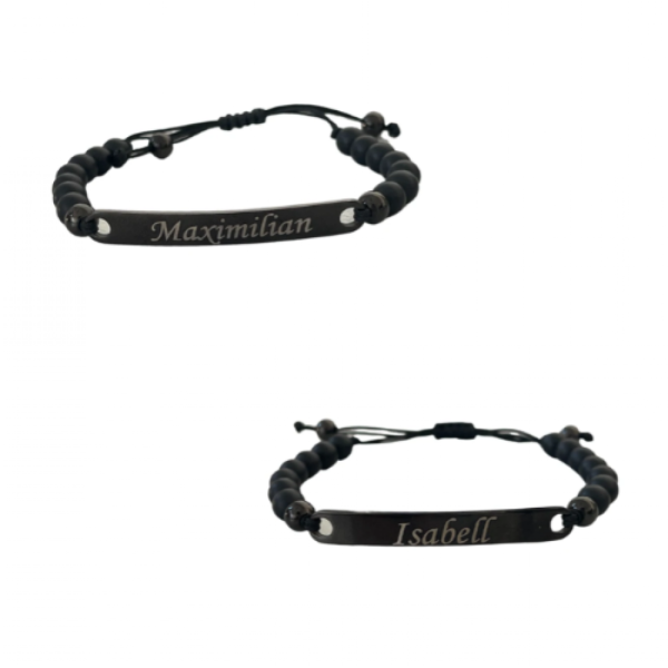 Couple Bracelets Pearl mit Gravur l Black