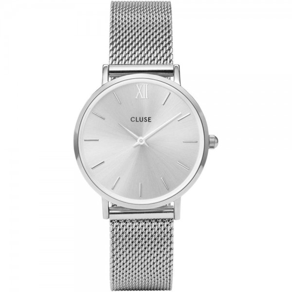 Cluse Armbanduhr für Damen Minuit Mesh Full Silver Colour CW0101203011